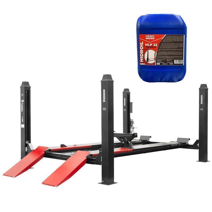 Elevator auto cu 4 coloane 4t 380v cu cric canal incorporat + ulei gra