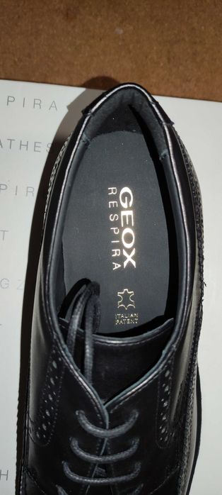 Geox, Нови кожени обувки Brogue Dublin, Мъжки, Черни, 42