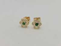 Cercei aur galben 14k cu diamante și tsavorit natural