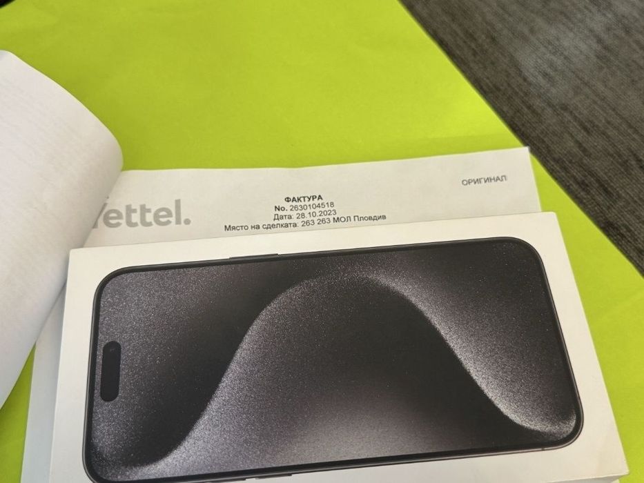 КАТО НОВ 512GB iPhone 15 Pro Max Гаранция Yettel 2025г. Black