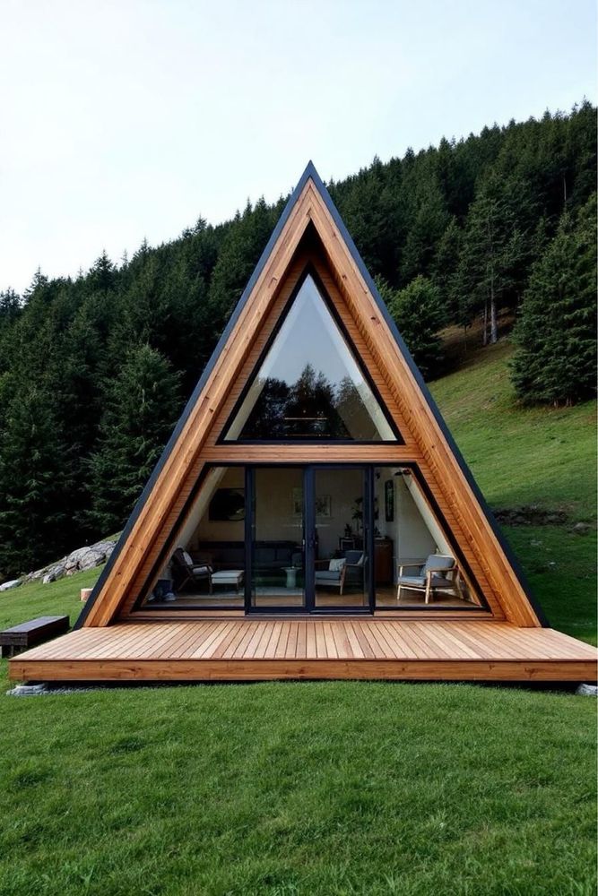 Cabane stil-aframe pe piloane sau pe placa de beton la gata