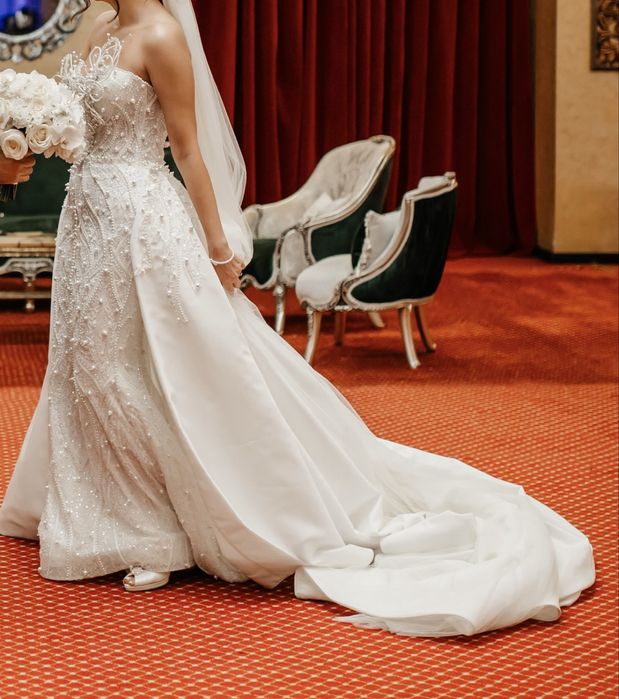 Rochie mireasă tip sirenă cu trenă detașabilă Lanovia