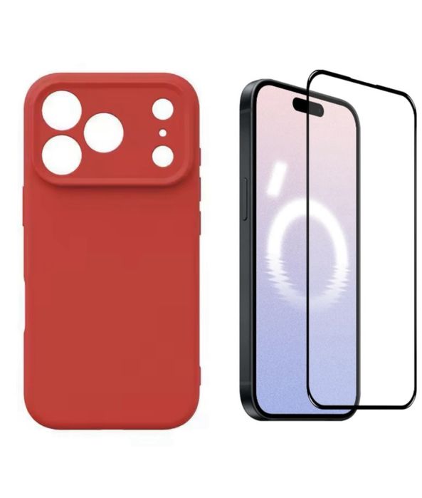 Husa Silicon Plate si Folie Sticla Curbata - Iphone 17 AIR PRO MAX