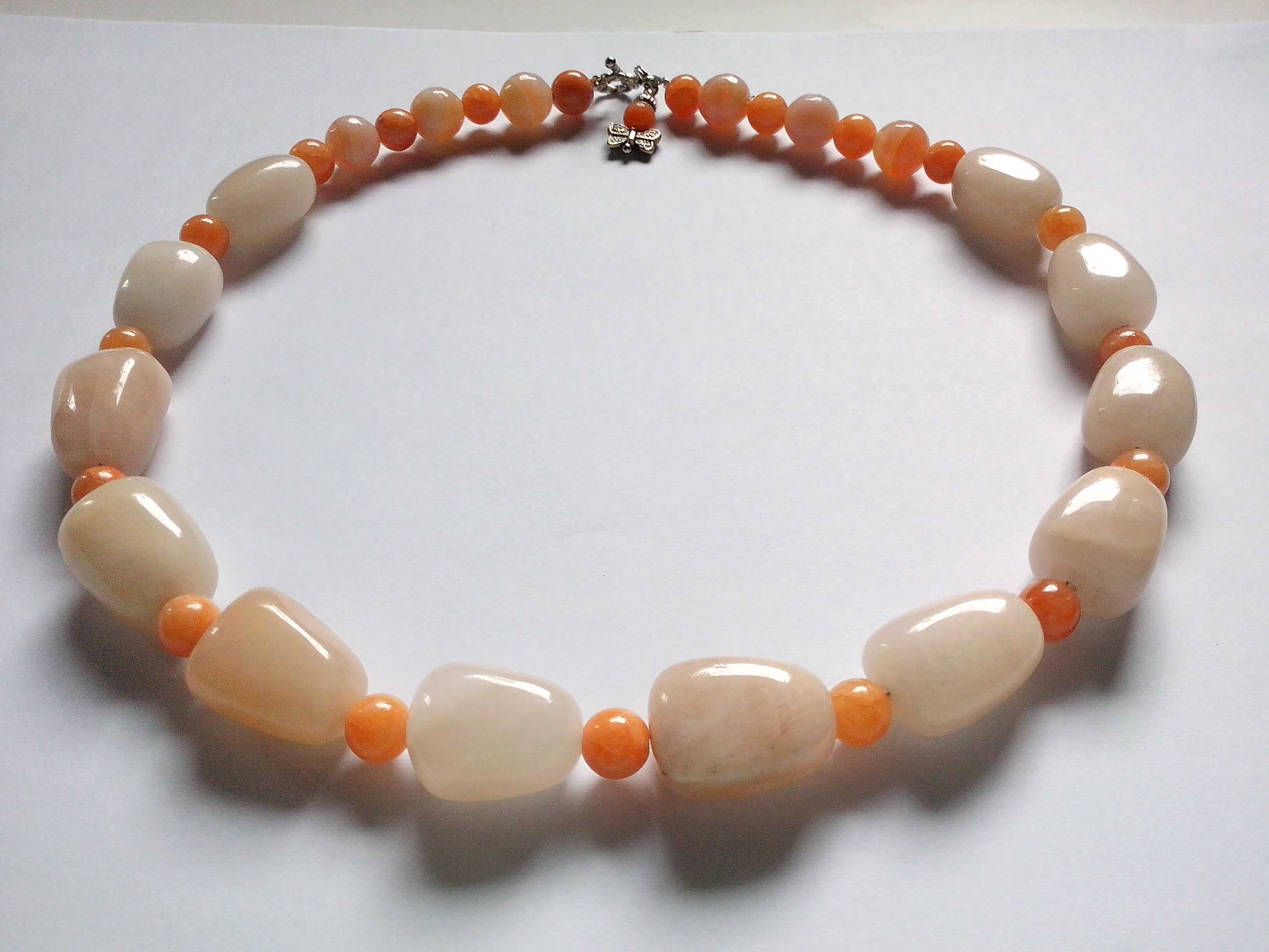 colier pietre semipretioase naturale,agate si aventurin peach