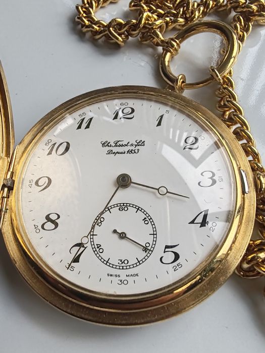 Ceas de buzunar Tissot Savonnette Mecanic Placat cu aur 50 mm