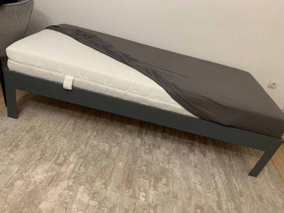 Ново метално легло с ортопедичен матрак, протектор и подматрачна рамка