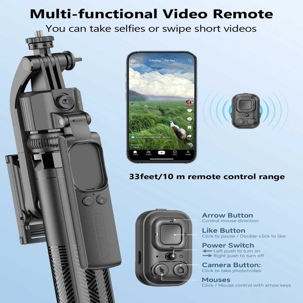 Смарт Gimbal C17 с AI Проследяване на Лице | 360° Статив & Селфи Стик