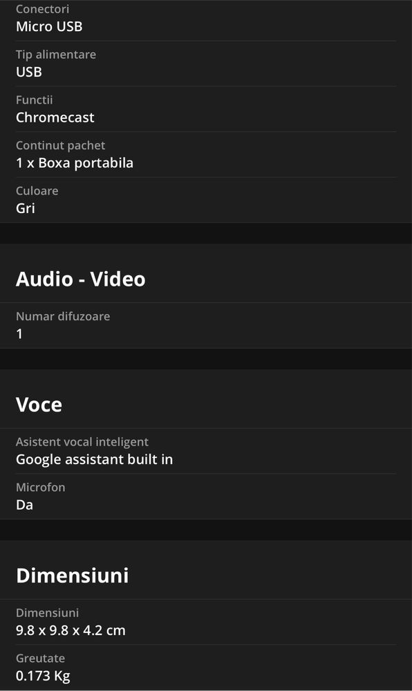 Boxa inteligenta Google Home mini