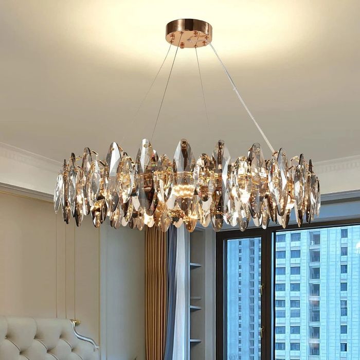 Нов кристален полилей Ф60 см 8×Е14 кристали K9 Raindrop трапезария