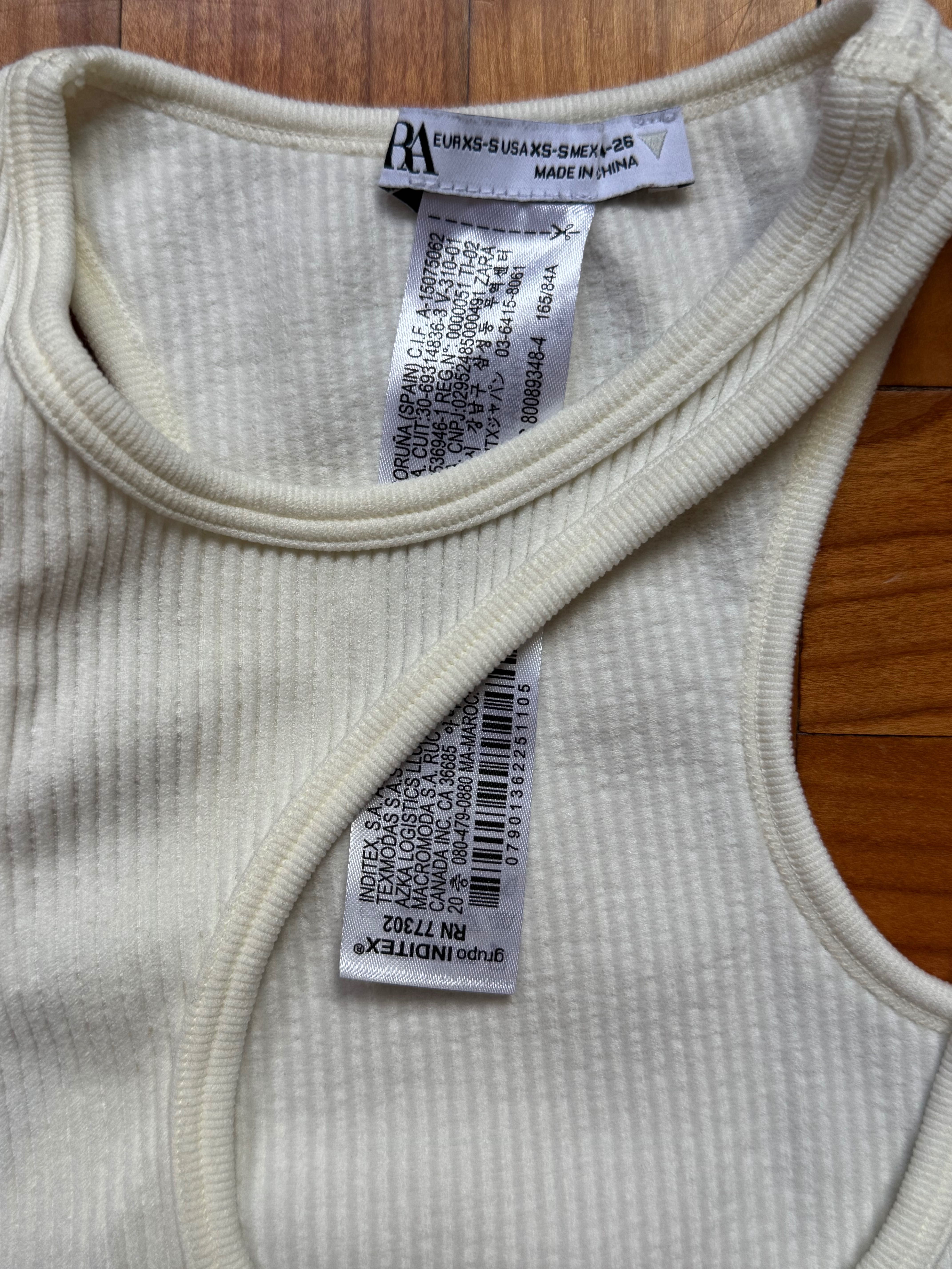 Zara бял потник НЕНОСЕН XS-S