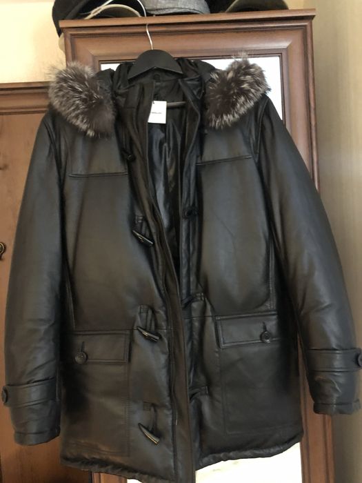 Зимняя мужская кожаная куртка