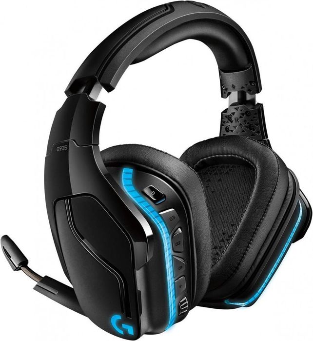 Casti gaming wireless Logitech G935 RGB Lightsync, surround 7.1, Negru