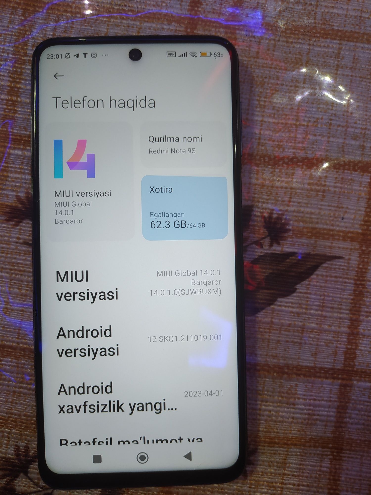 Redmi nout 9s 64