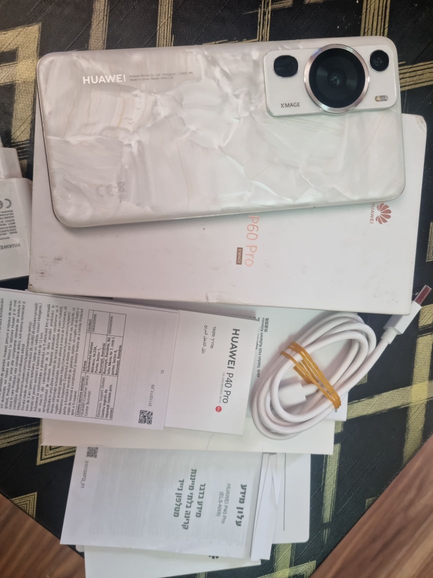 Huawei P60Pro/Alb Perlă 256gb ca nou  full box+husă