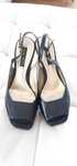 Sandale Nine West negre, talpa imprimata, marime 6,5 M, piele naturala