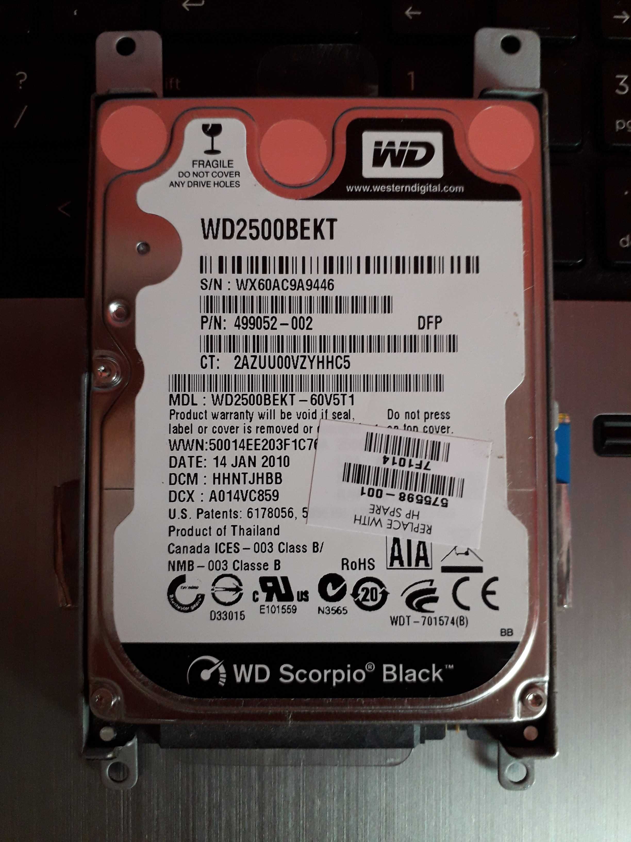 Hard disk HDD WD Scorpio Black pt laptop - 250GB la 7200rpm