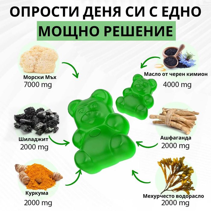 Sea Moss желирани мечета с шиладжит и ашфаганда морски мъх