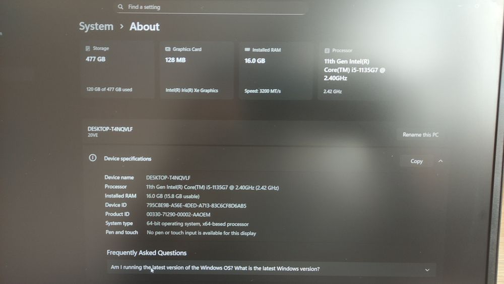 Лаптоп Lenovo ThinkBook 15 G2, i5-1135 16gb RAM, в перфектно състояние