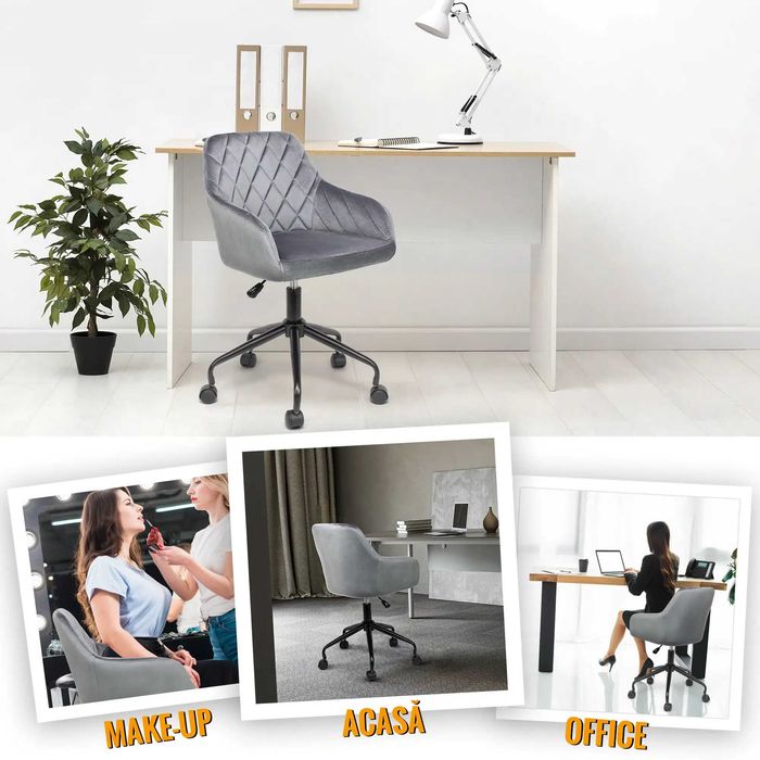 Scaun de Birou, Dr.Home Tommy, Catifea – Gri