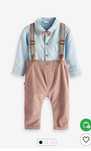 Set elegant Next 4 piese body cu camasa, papion, pantaloni cu bretele