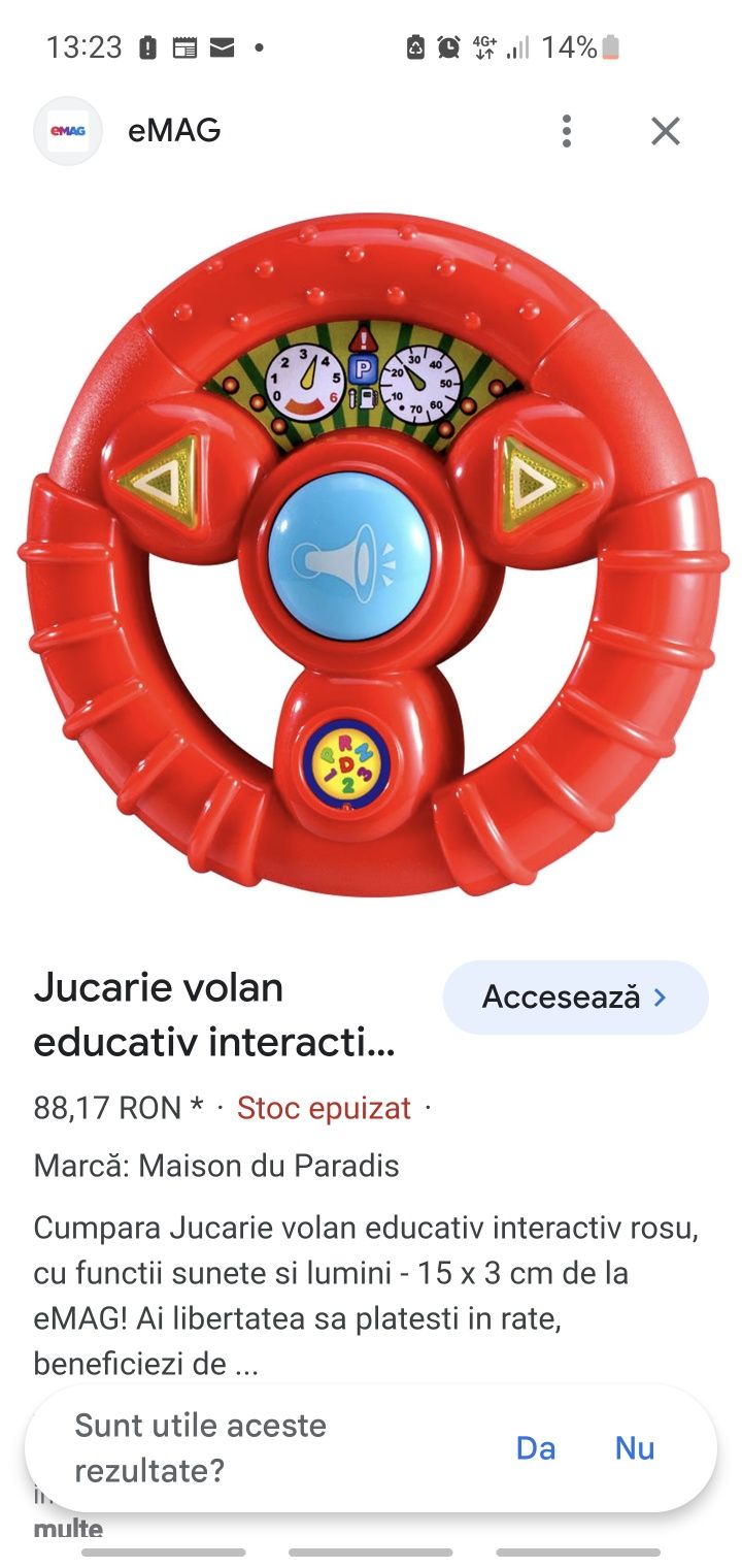 Volan jucarie cu lumini și sunete