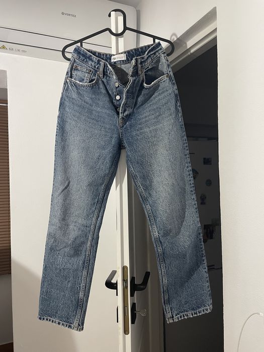 Blugi Zara Mom albaștri mărime 34 pana la glezna