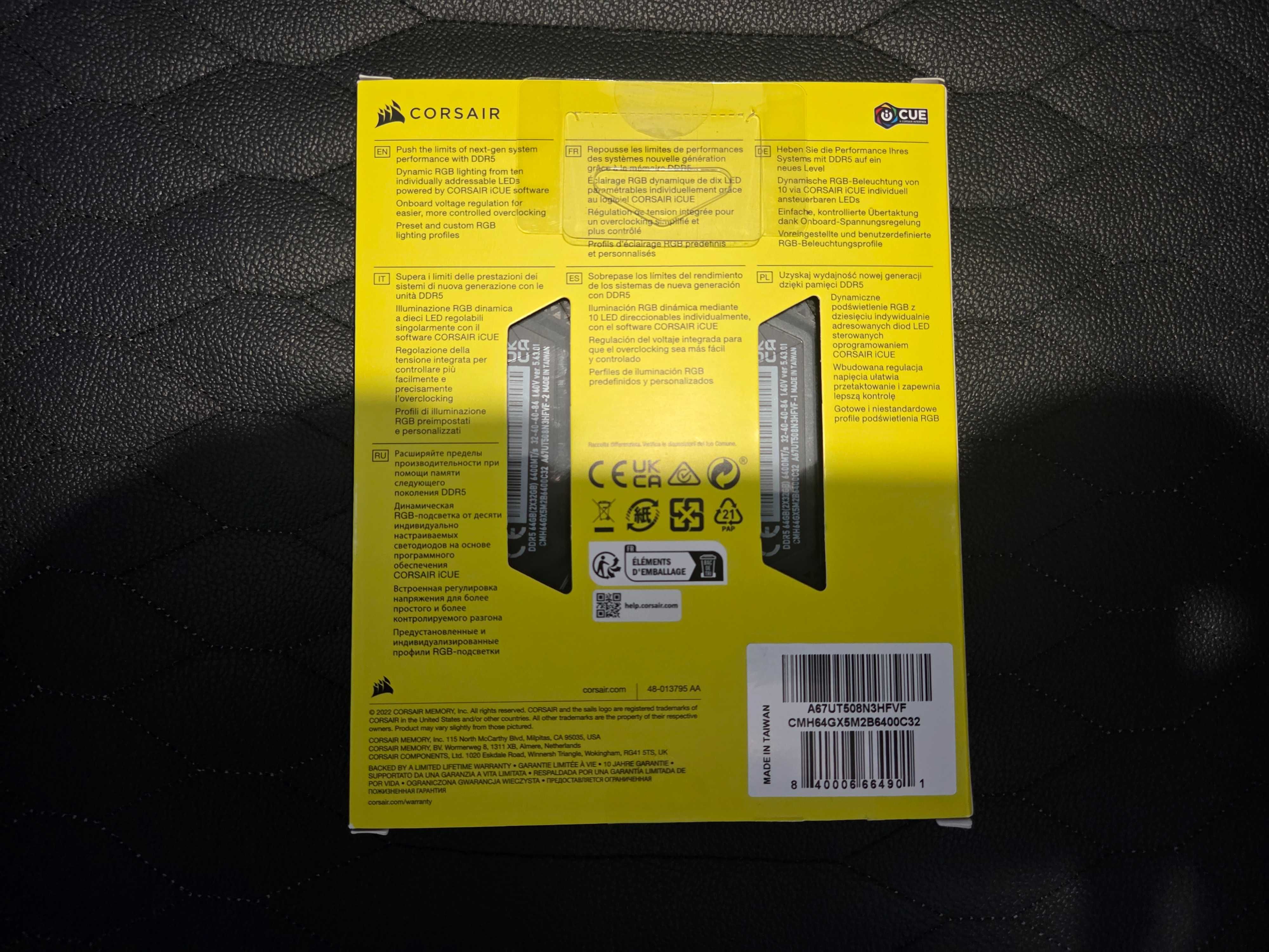 Memorii RAM Corsair Vengeance RGB dual-channel 64GB DDR5, 6400MHz CL32