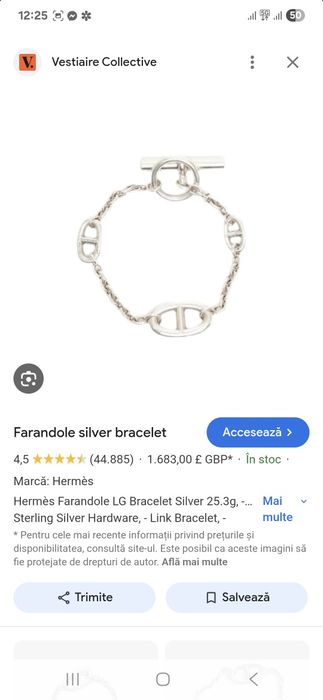 Brățară Hermes originală argint