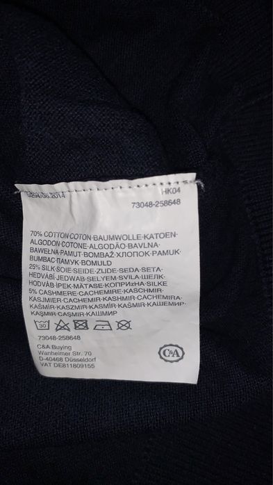 Pulover Westbury Casmir/Bumbac/Matase masura L NOU  bluemarin