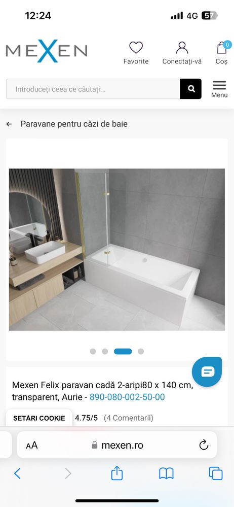 Vand Cada de baie si Paravan