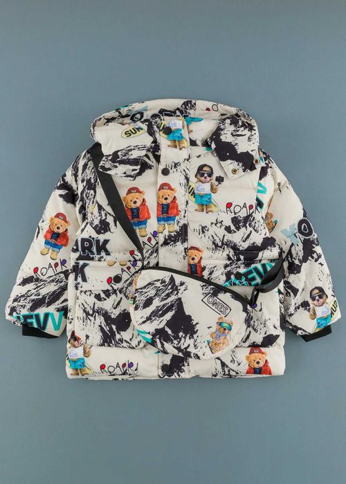 Детско яке с мечета и аксесоар чанта, Екрю Цвят