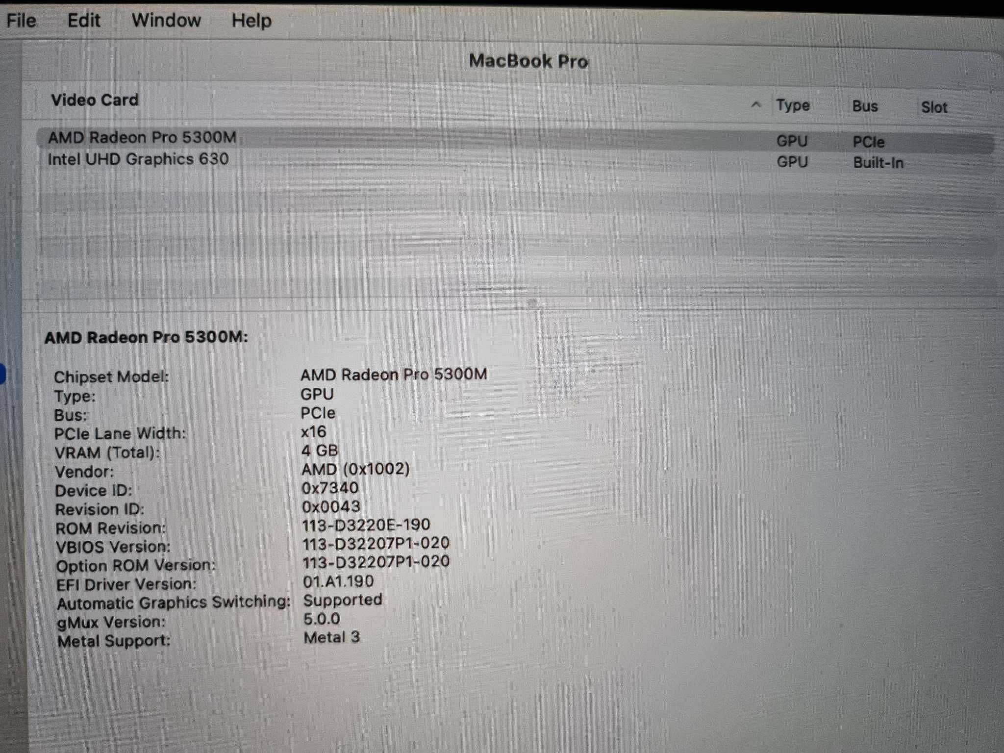 MacBook Pro 16 2019 6-core Intel i7 16RAM 500SSD AMD Radeon Space Gray