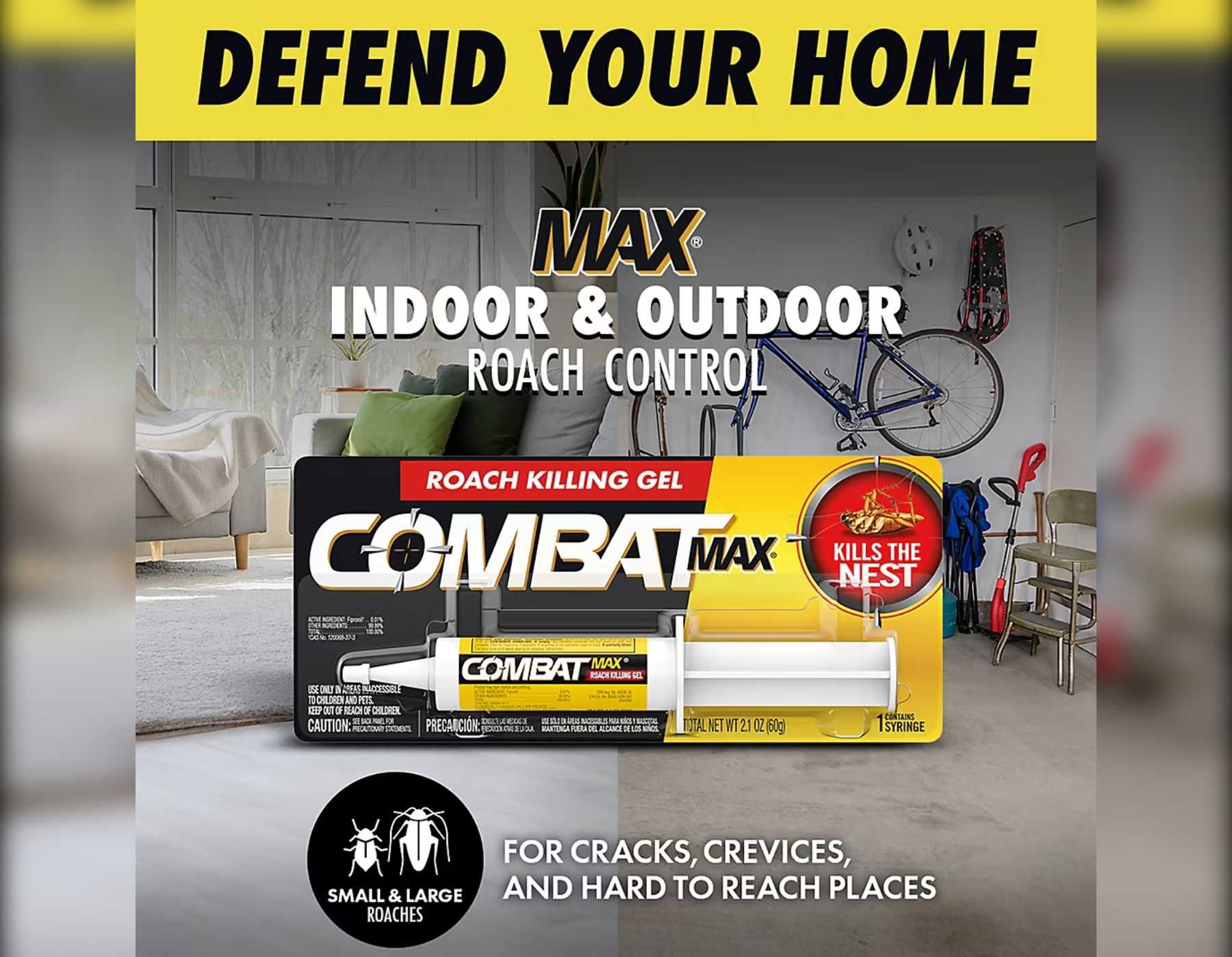 Combat Max набор для уничтожения тараканов: 12 ловушек + шприц 60г