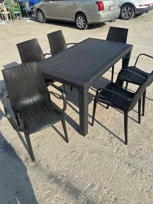 Комплект маса + 6 стола или 4 стола ратан 3 цвята и размери маси мод.5