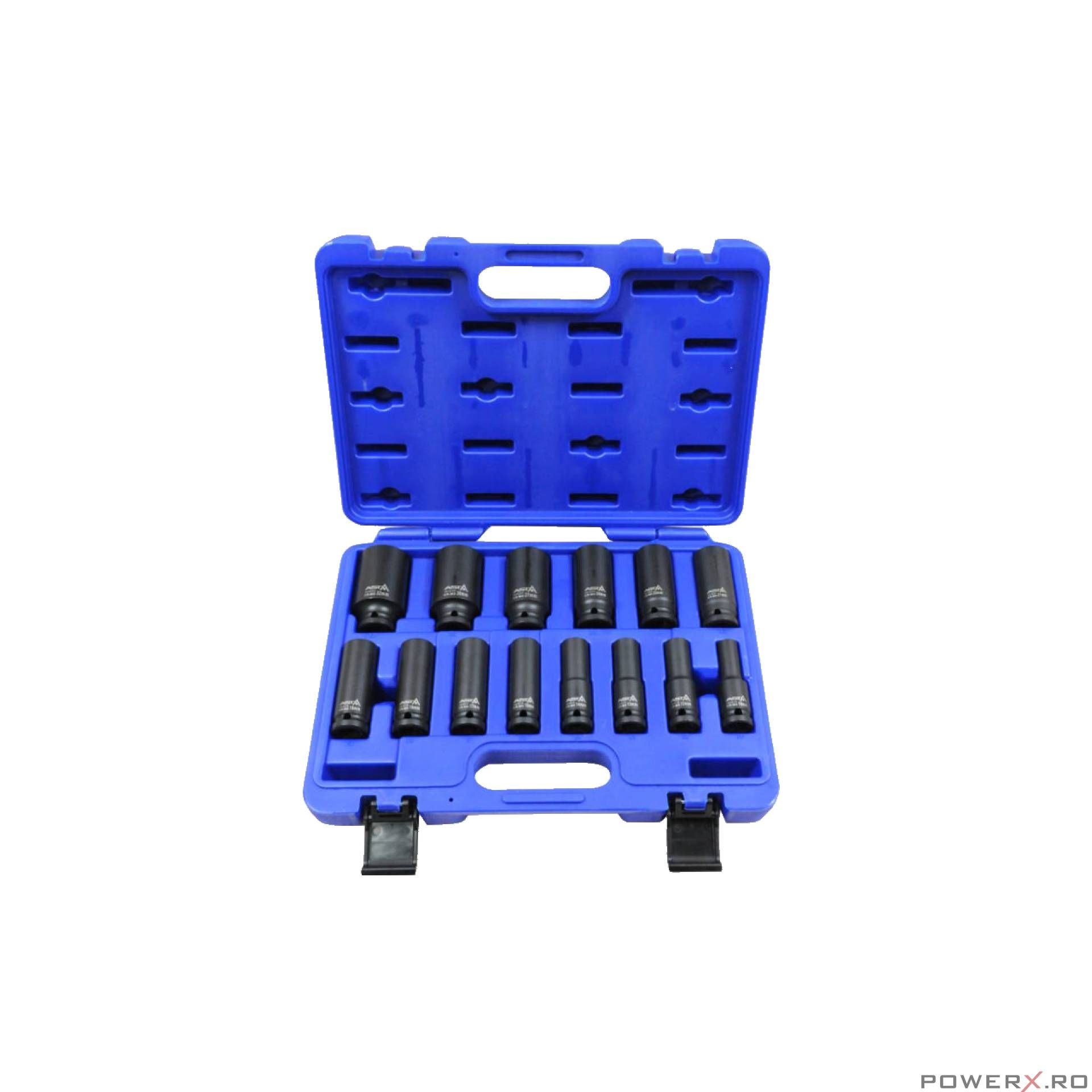 Set tubulare impact in 12 colturi, 10 - 32 mm, 14 piese, 1/2", Asta