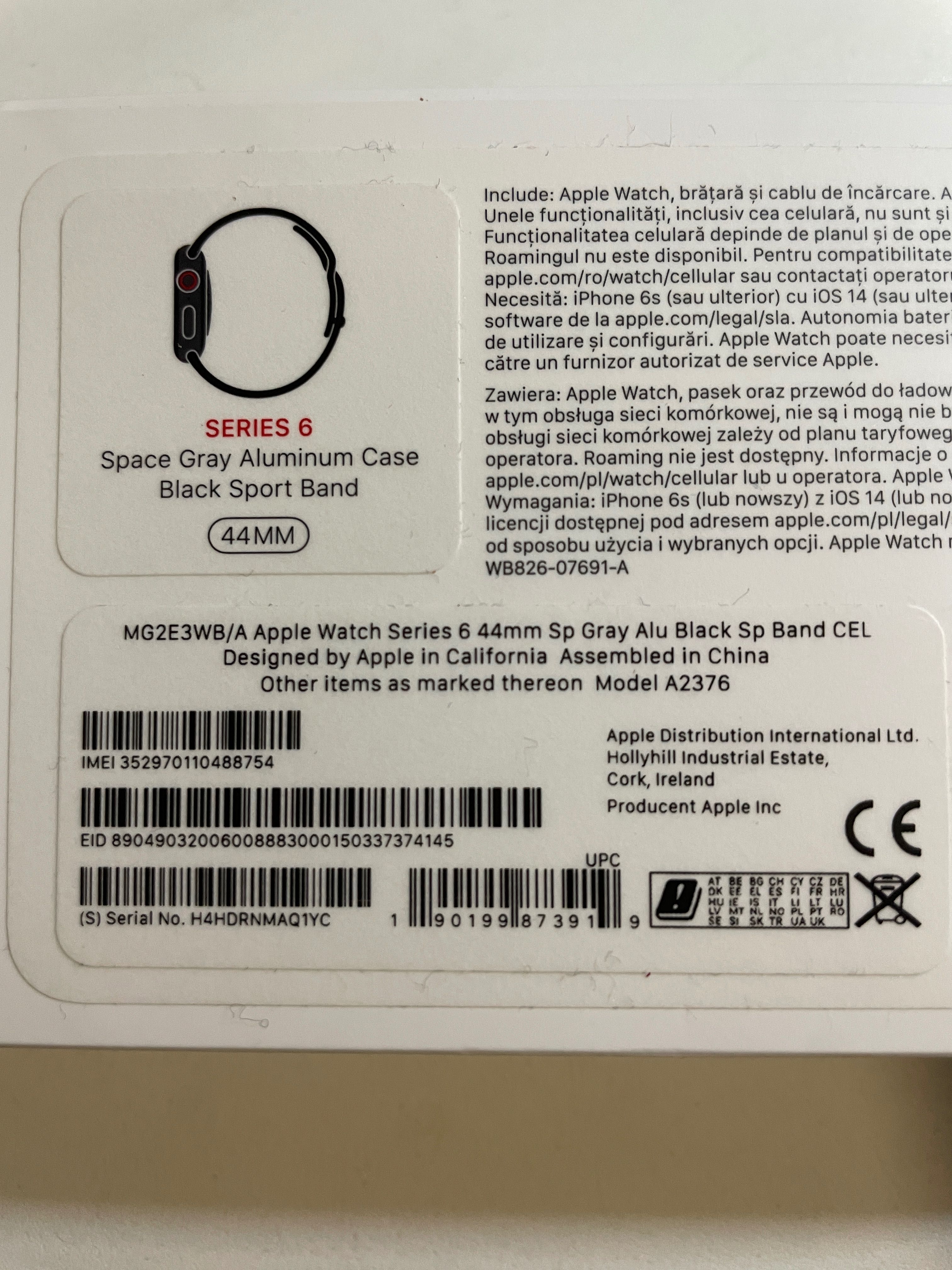 Apple Watch Series 6 44mm Sp Gray Wi-Fi + Cellular