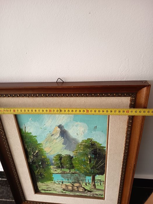 Tablou Vechi Deosebit Peisaj Pictat/Semnat Rama Din Lemn