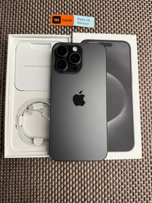 КАТО НОВ! iPhone 15 Pro MAX Лизинг от 50лв/м Black Titanium 256Gb