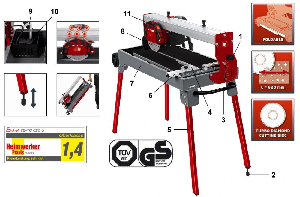 TE-TC 620 U Радиален циркуляр за фаянс и терако + подарък нивелир