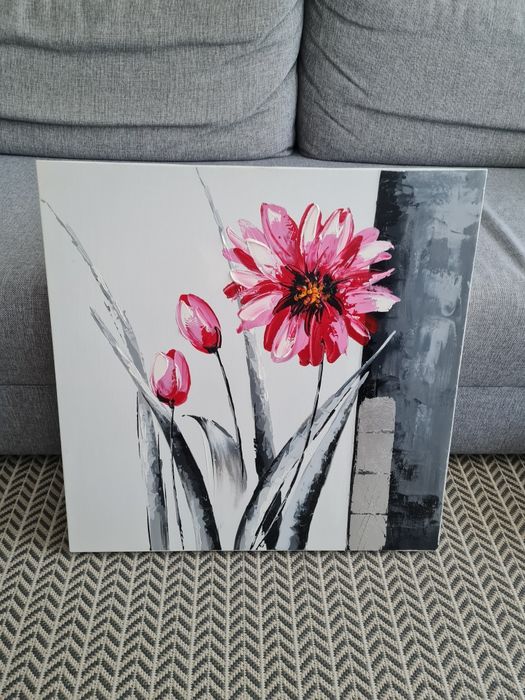 Tablou cu flori iesite in relief 60x60