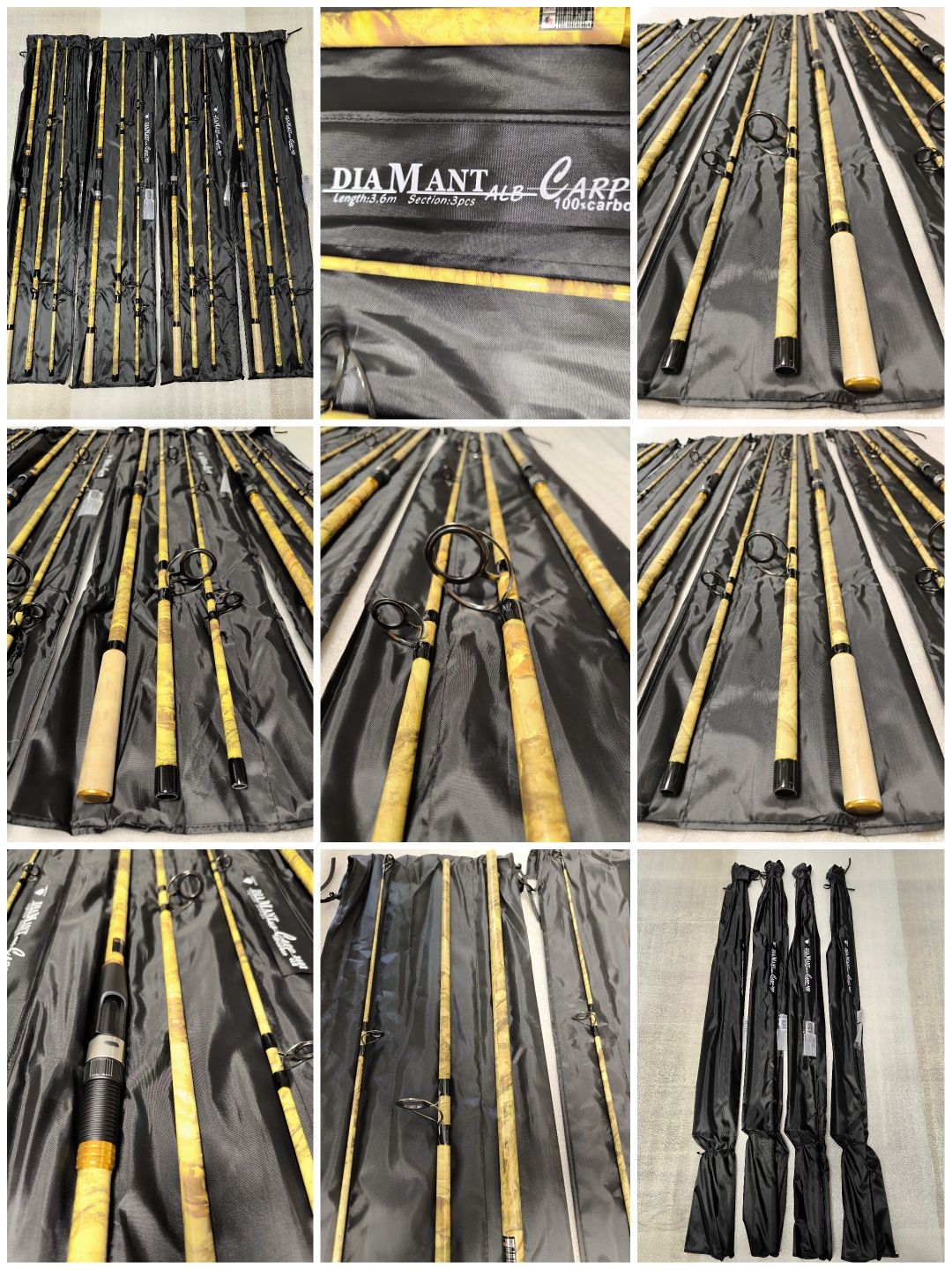 SET 4 Lansete DIAMANT ALB 3.60m 4.0LBS 3 tronsoane + 4 Mulinete YC7000