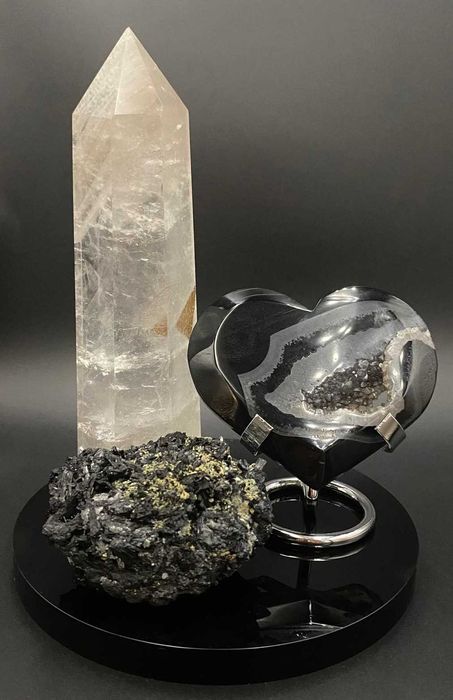 Decor Cristale - Cuart Transparent&Agat Negru&Turmalina - Set cristale