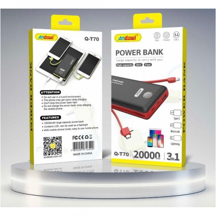 Baterie externa 3 in 1 20000mAh Andowl Q-T70