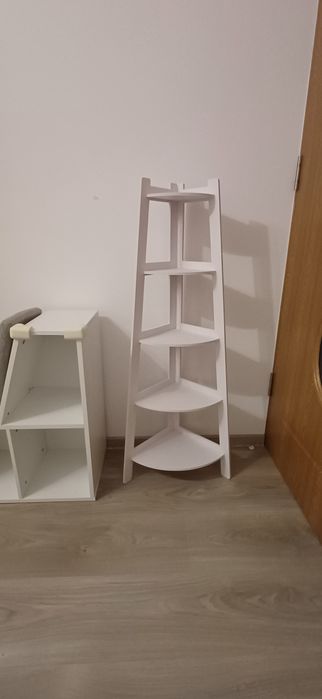 Biblioteca de colt, 5 rafturi, Alb, 106 cm