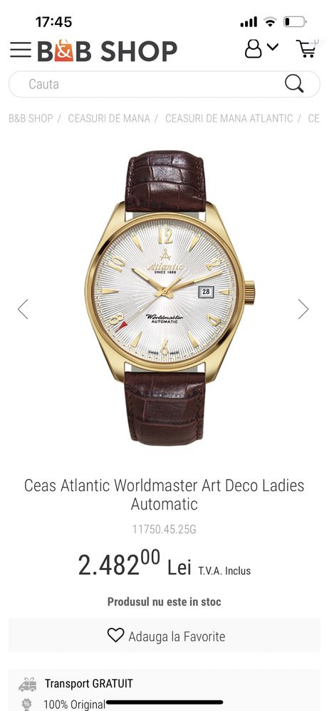 Ceas Atlantic Worldmaster Art Deco Mechanical Ladies