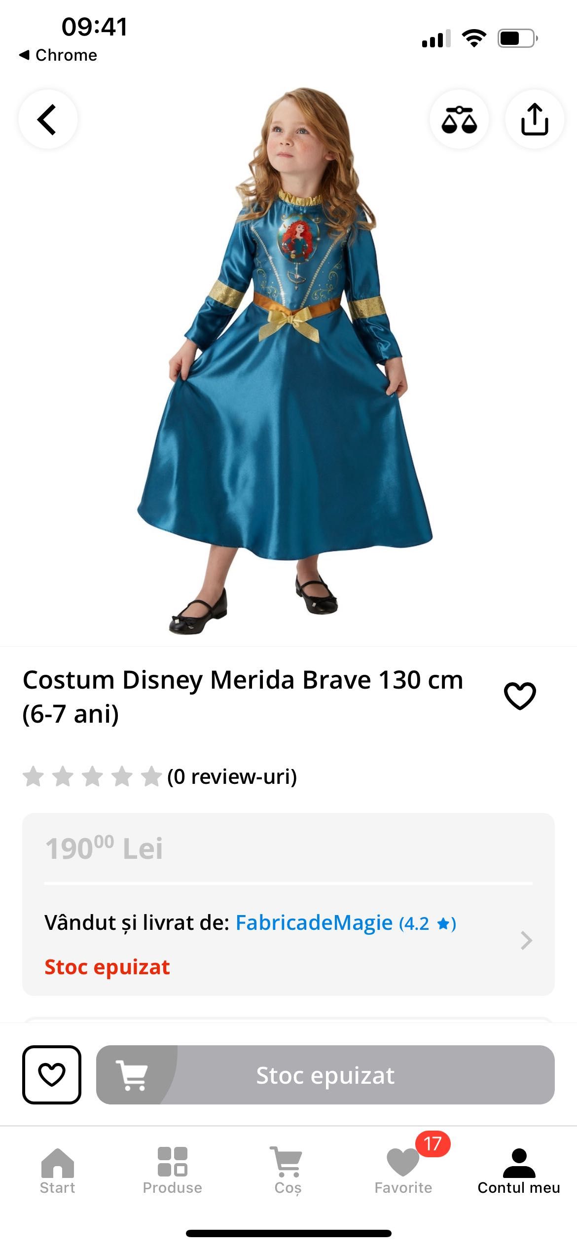 Costum Disney Merida neinfricata 6-7 ani
