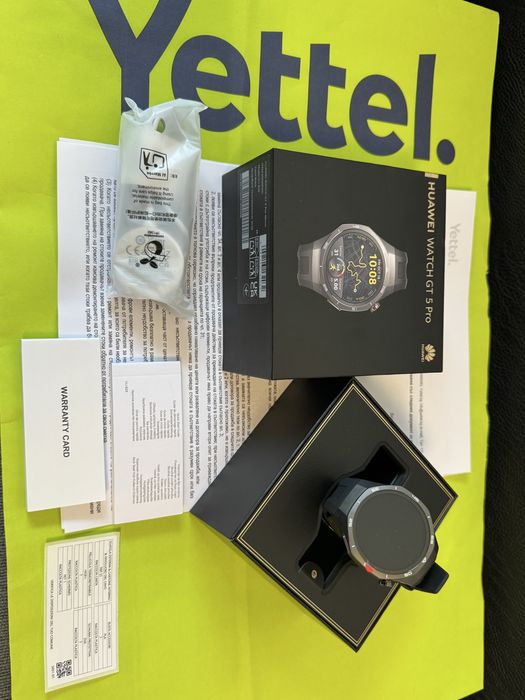 ЧИСТО НОВ 46mm Huawei Watch GT 5 Pro Yettel Гаранция 2027 Titanium GT5