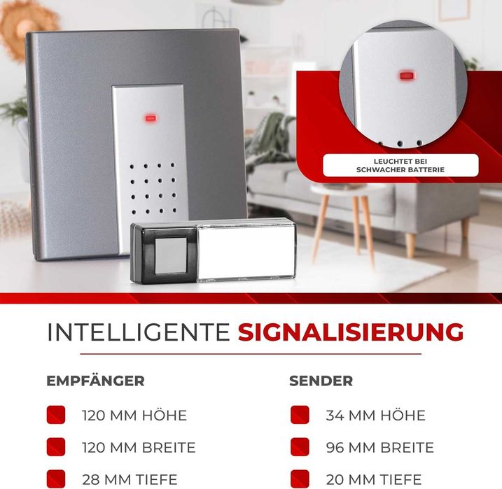 Безжичен звънец радиогонг Heidemann FUNKGONG-Set HX Square