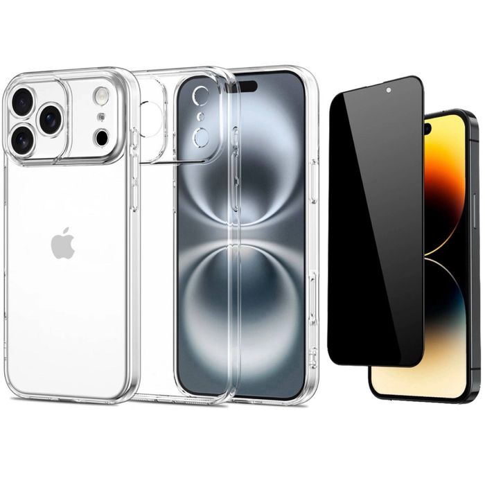 Iphone 17 17 AIR PRO MAX Husa Simple Clear + Folie Sticla Esd Privacy