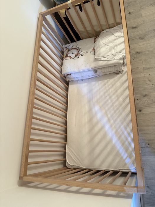 Patut copil cu saltea, asternuturi si protectie pat